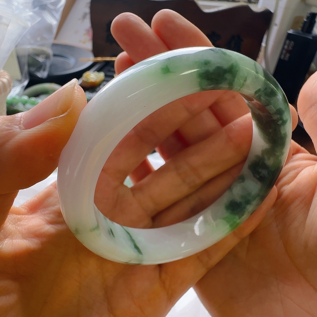 梦***纱翡翠未镶嵌手镯翡翠499