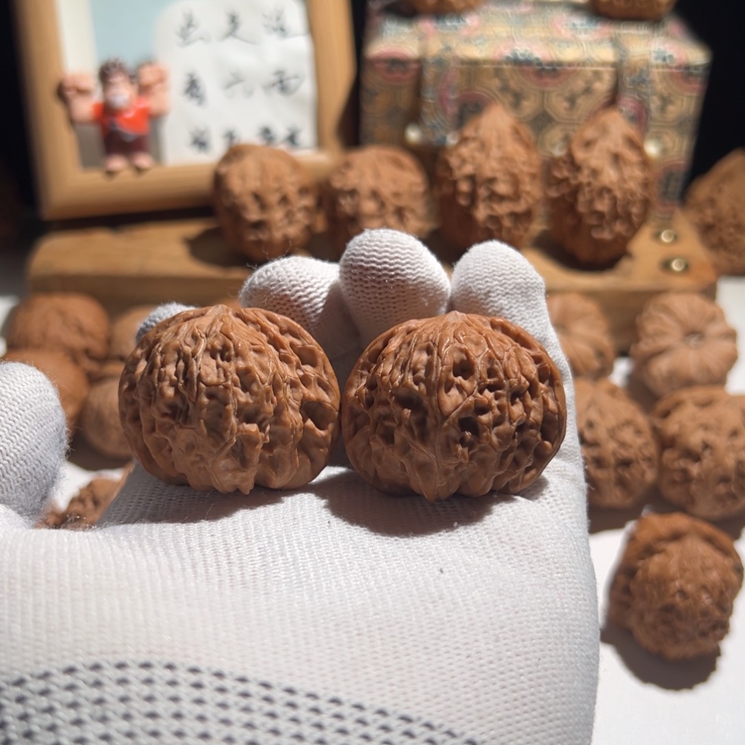 文玩核桃把件全品无修 40 山地磨 红皮 