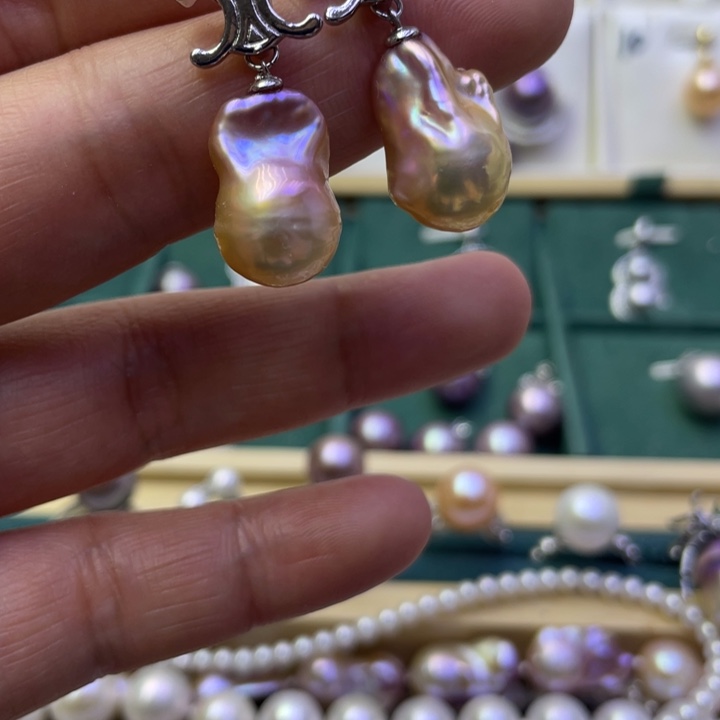 淡水珍珠耳饰合金