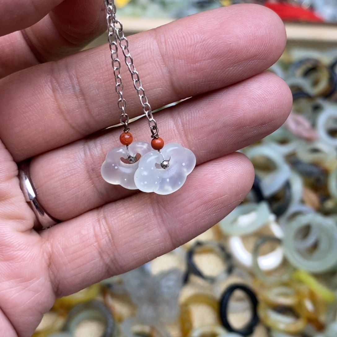 岫玉纯天然岫玉挂件戒指微瑕福利未镶嵌