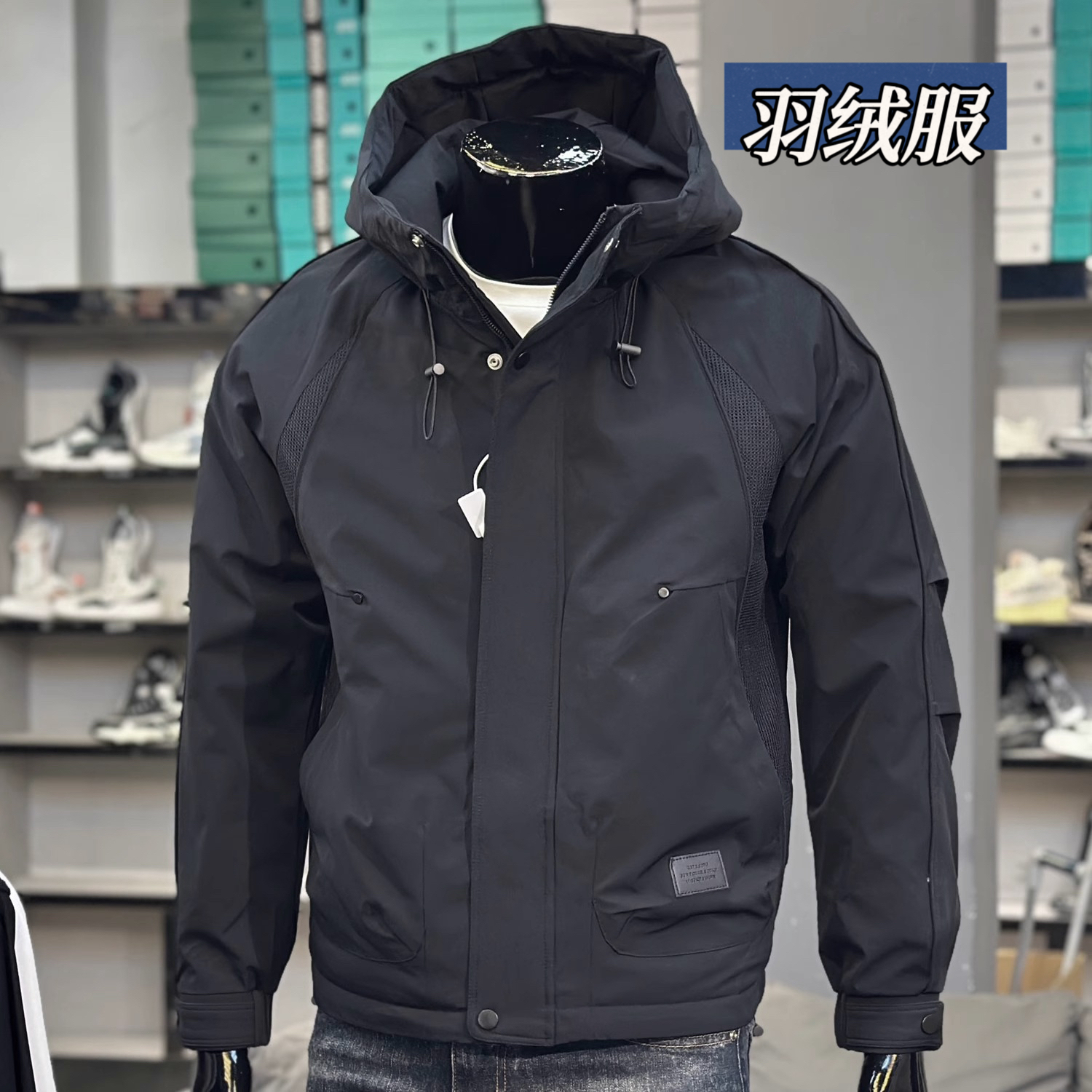 冬季新款男士连帽冲锋衣保暖羽绒服短款白鸭绒黑色青年修身外套男