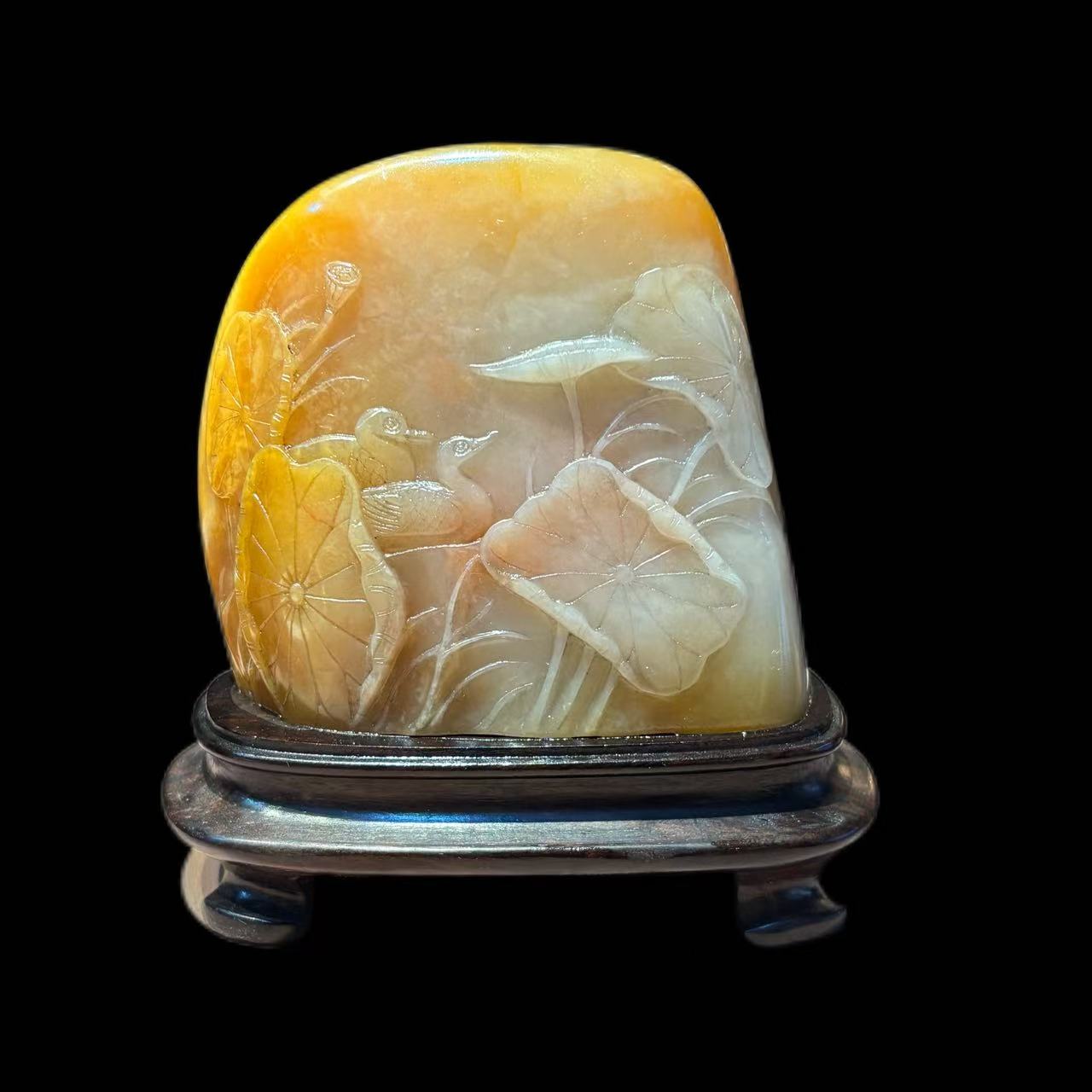 寿山石纯手工鸳鸯戏水