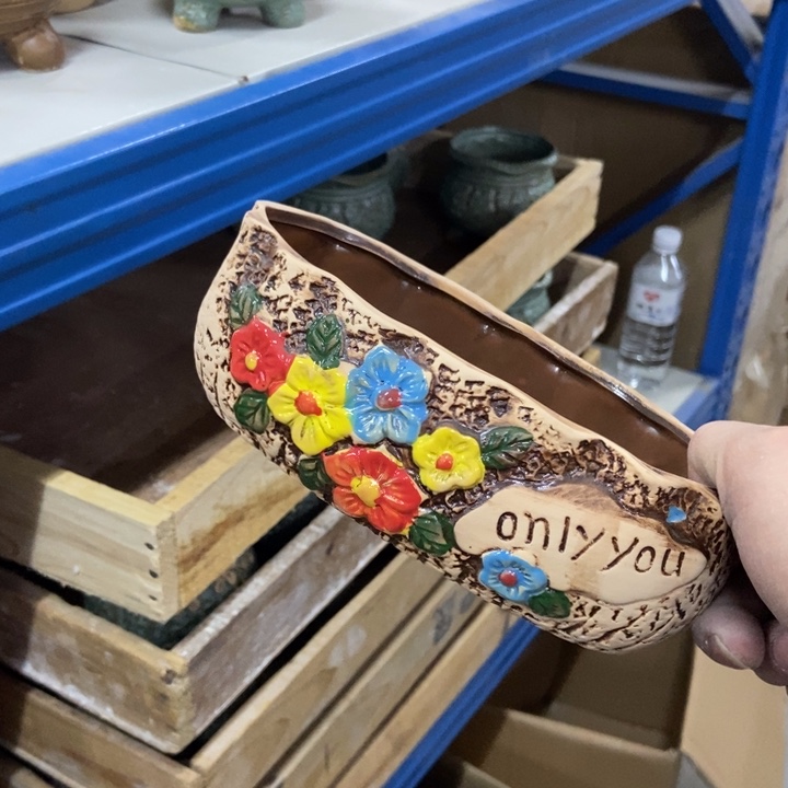 陶瓷花盆单场满9.9发17*9.5*5.5