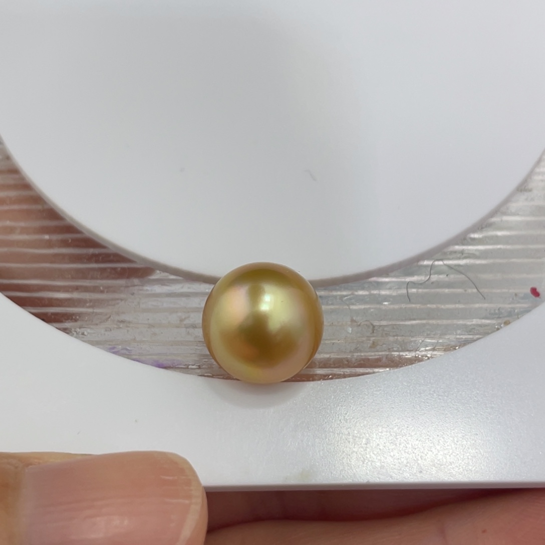 海水珍珠裸珠11.1mm炫彩金珠