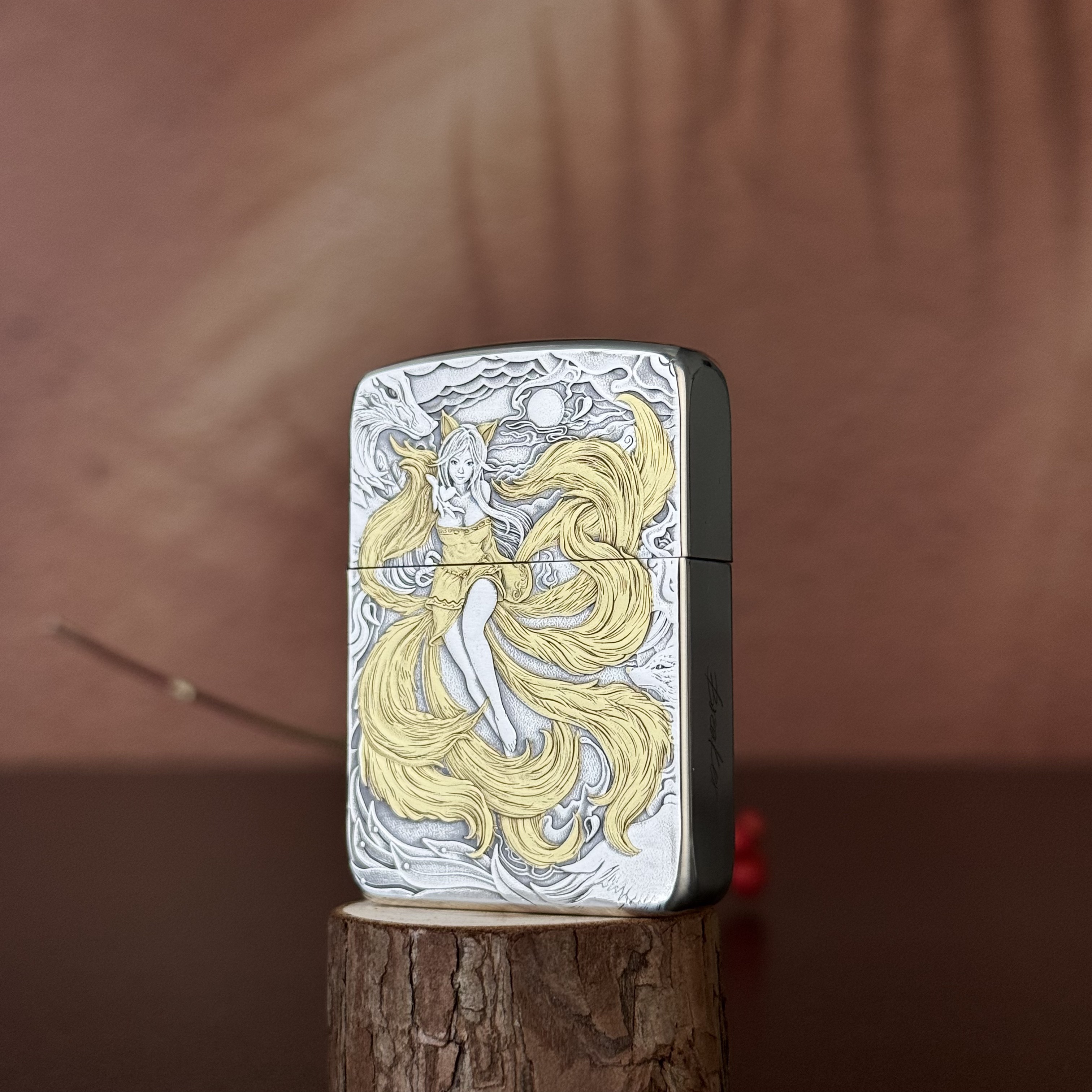 ZIPPO打火机 镀银鎏金三代九尾 1941煤油打火机 DYJ1