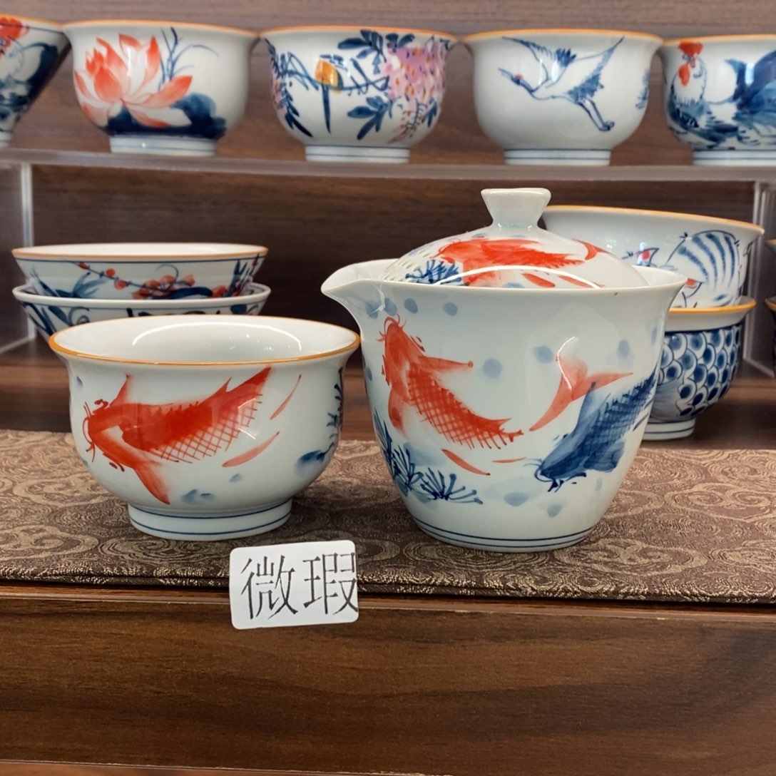 釉下彩老陶泥手工绘制