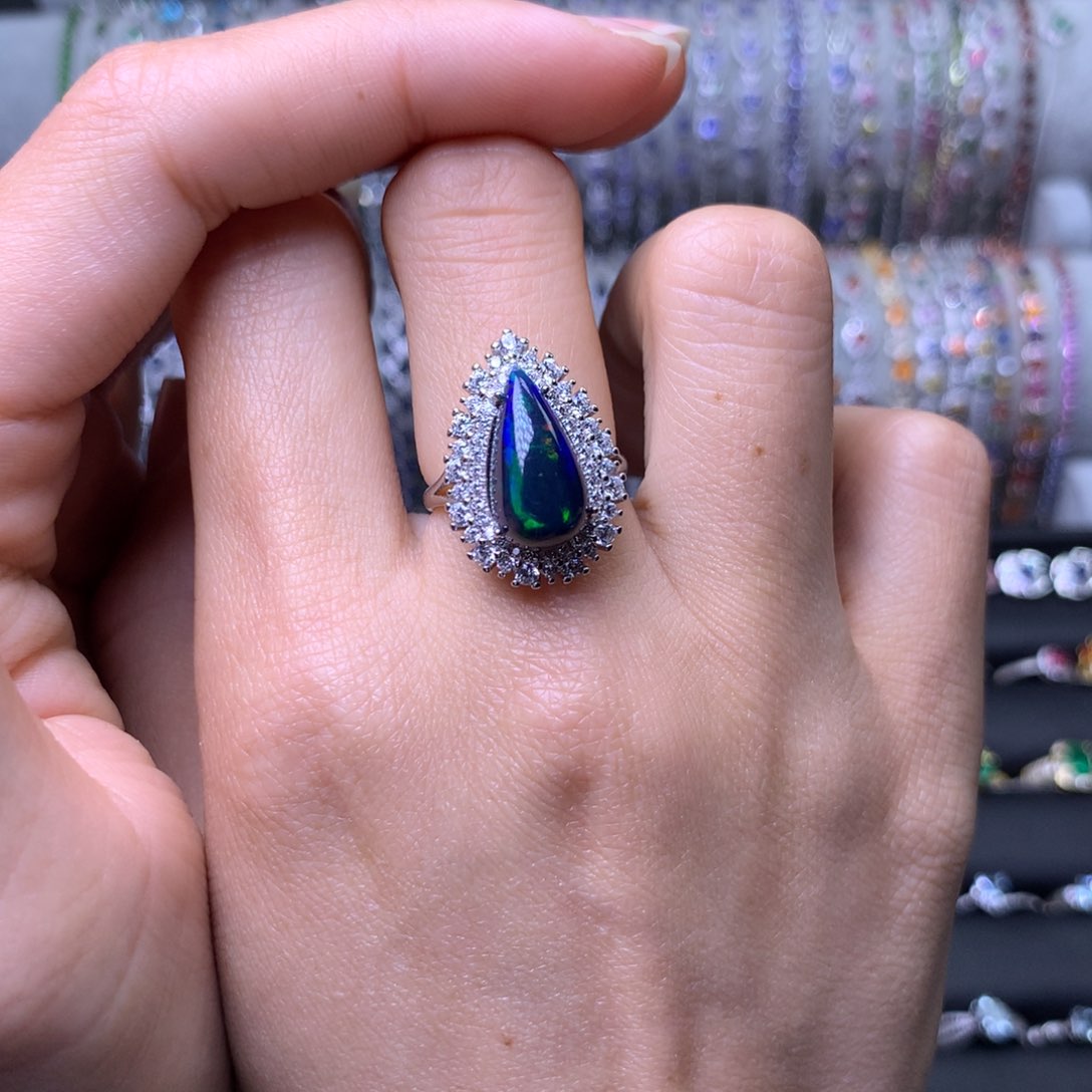 欧泊戒指银S925镶嵌戒指