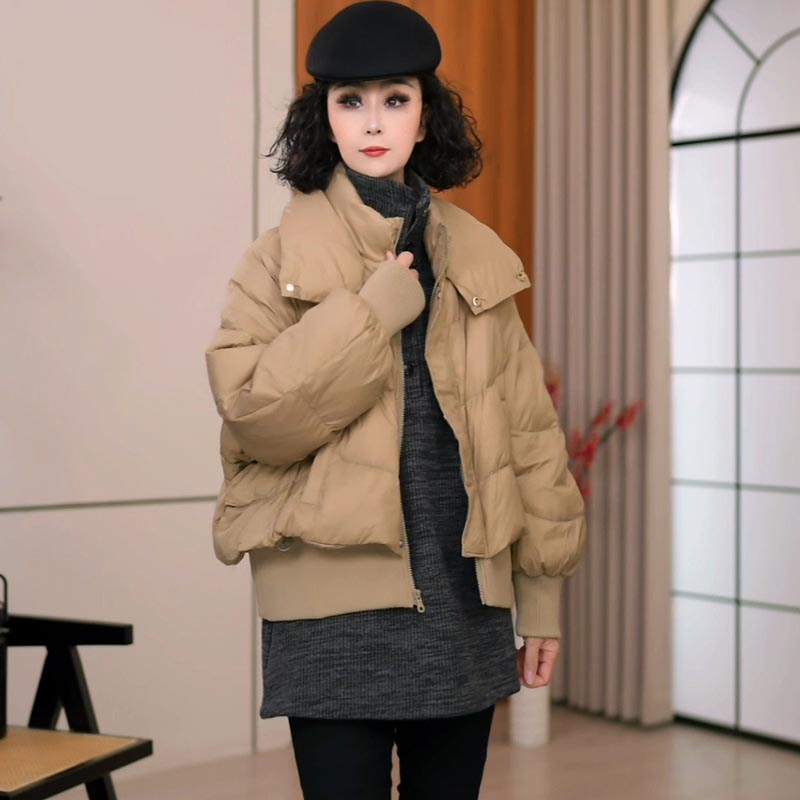 9372秋冬新款韩版2025宽松休闲时尚双层领短款羽绒服女