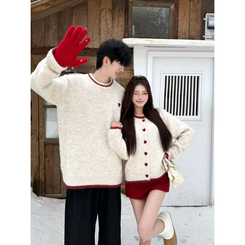 情侣装秋冬装男女爱心衣开衫女衫男