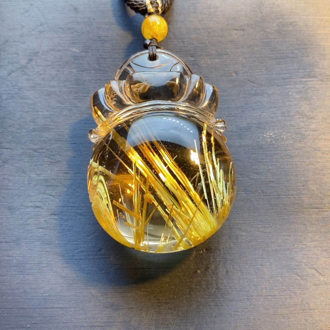 发晶颈饰未镶嵌天然钛晶福袋吊坠