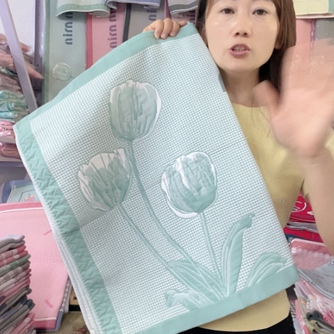 棉纱布棉绿色郁金香