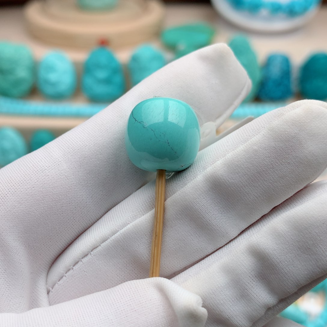 绿松石珠宝奇石未镶嵌14.2mm