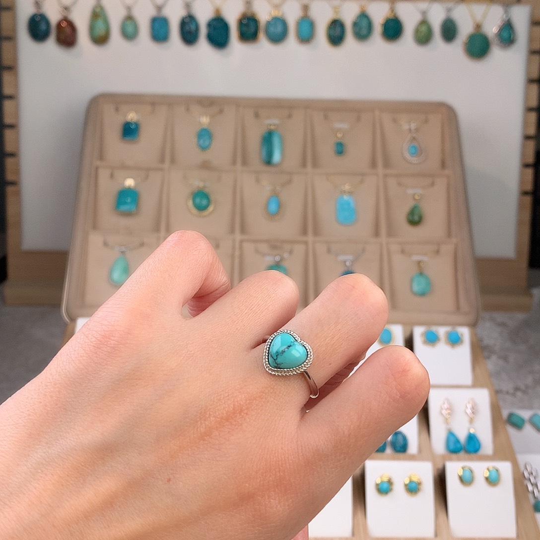 绿松石银S925镶嵌戒指