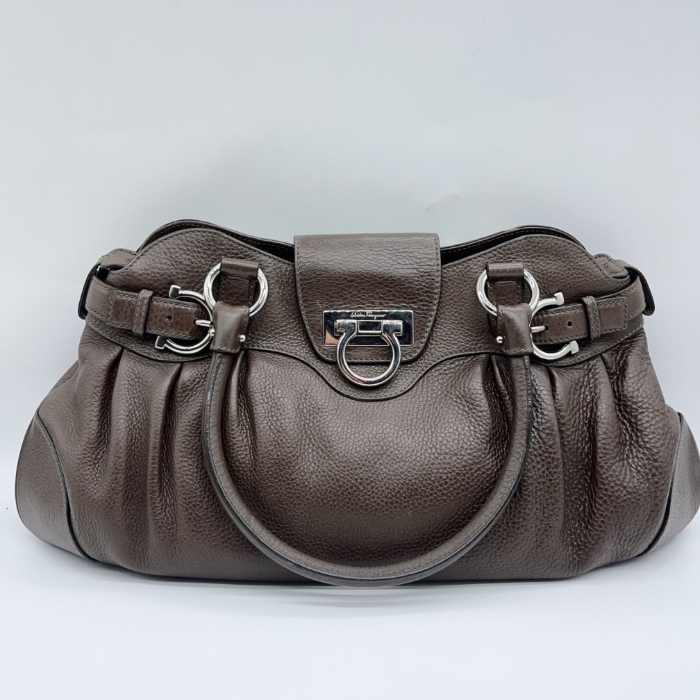 95新 FERRAGAMO/菲拉格慕 棕褐色手提包1526 4589