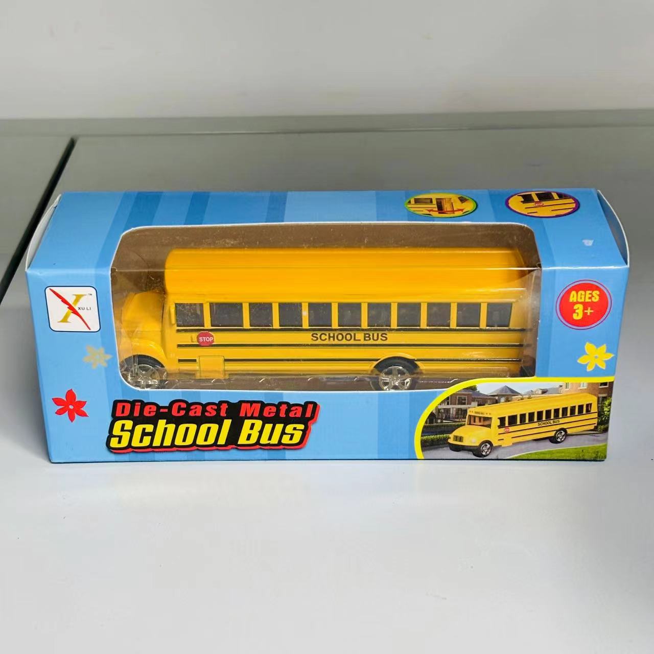 合金声光校车校巴带回力小车