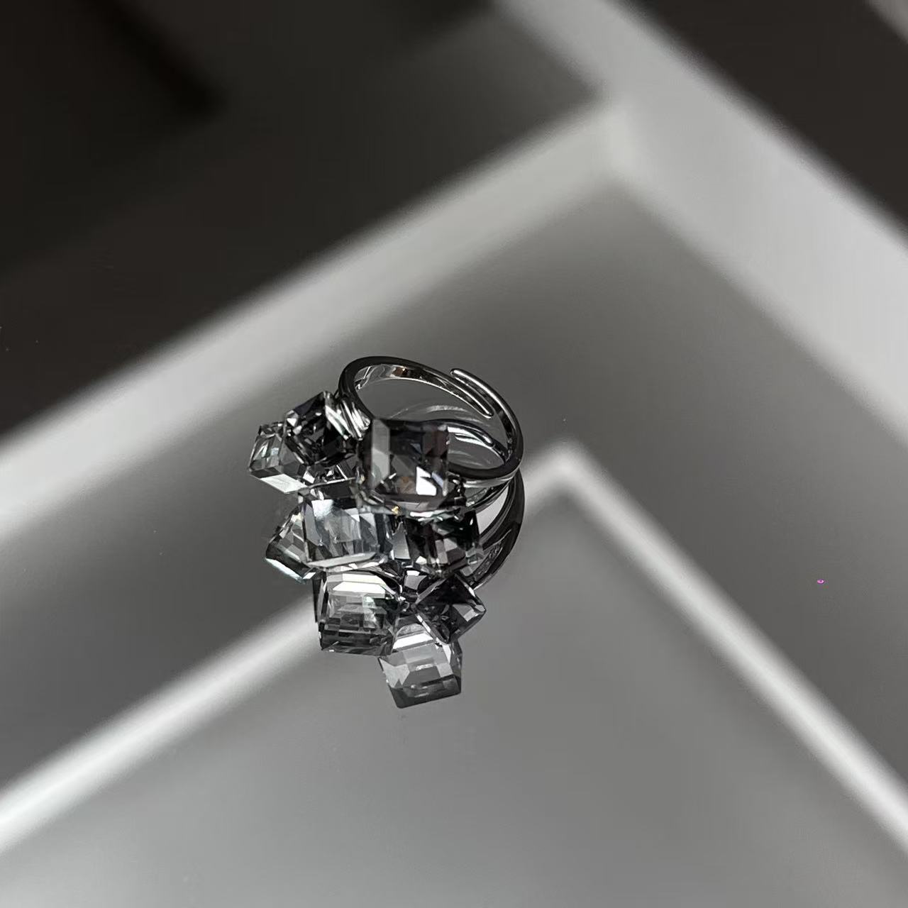 SITUOO饰图“方糖”小众设计款锆石时尚气质戒指开口