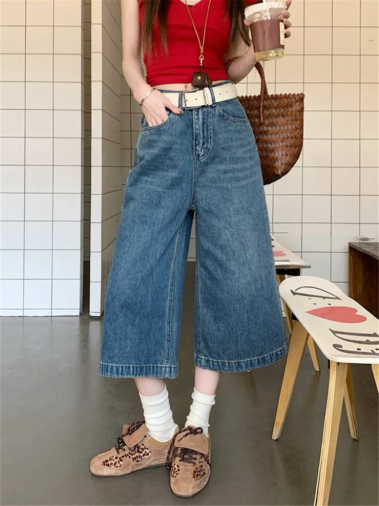 【96005】尚#高腰直筒宽松牛仔裤【配皮带】