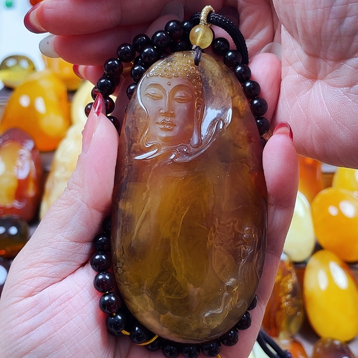 琥珀颈饰未镶嵌@****@吊坠