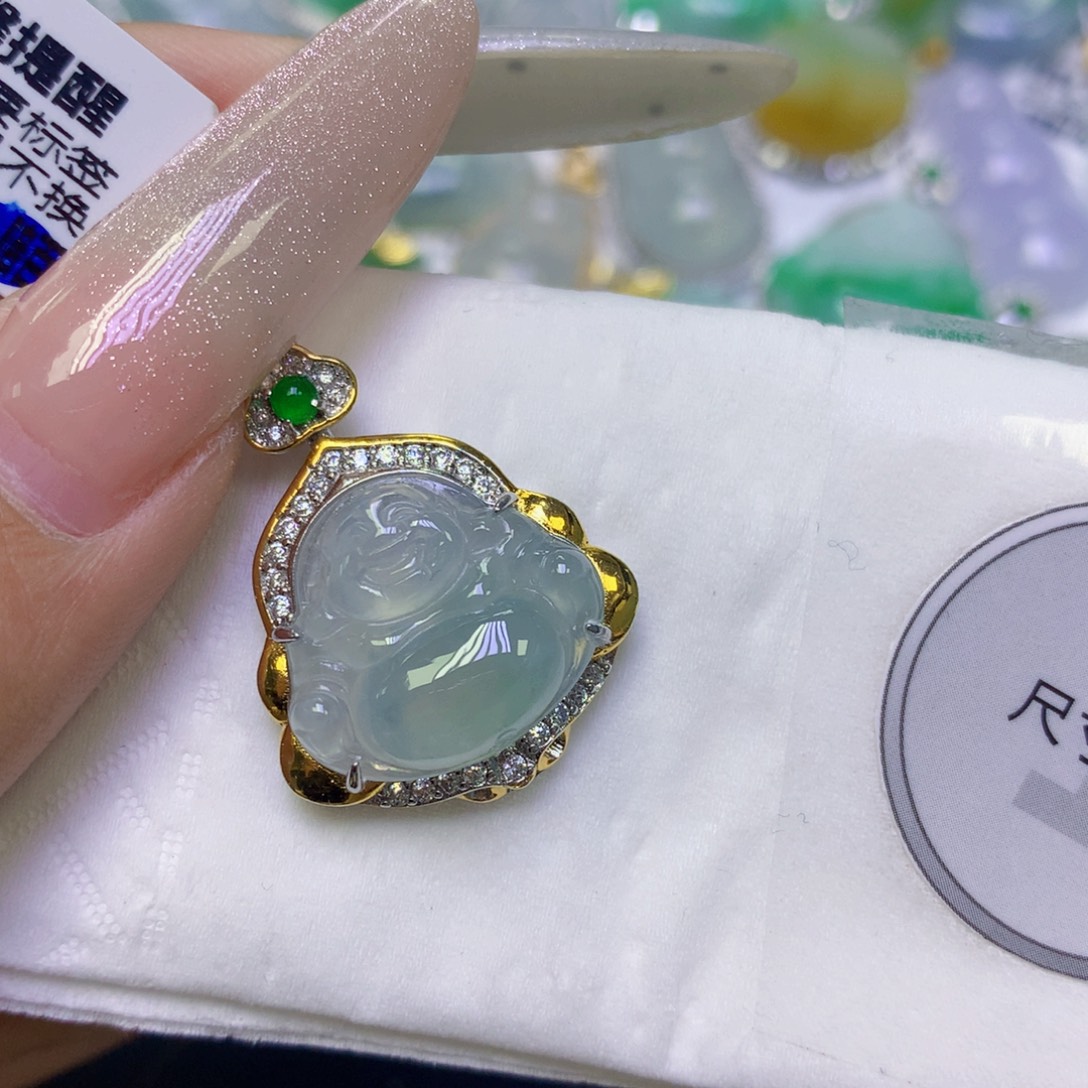 翡翠银S925镶嵌颈饰缅甸天然翡翠