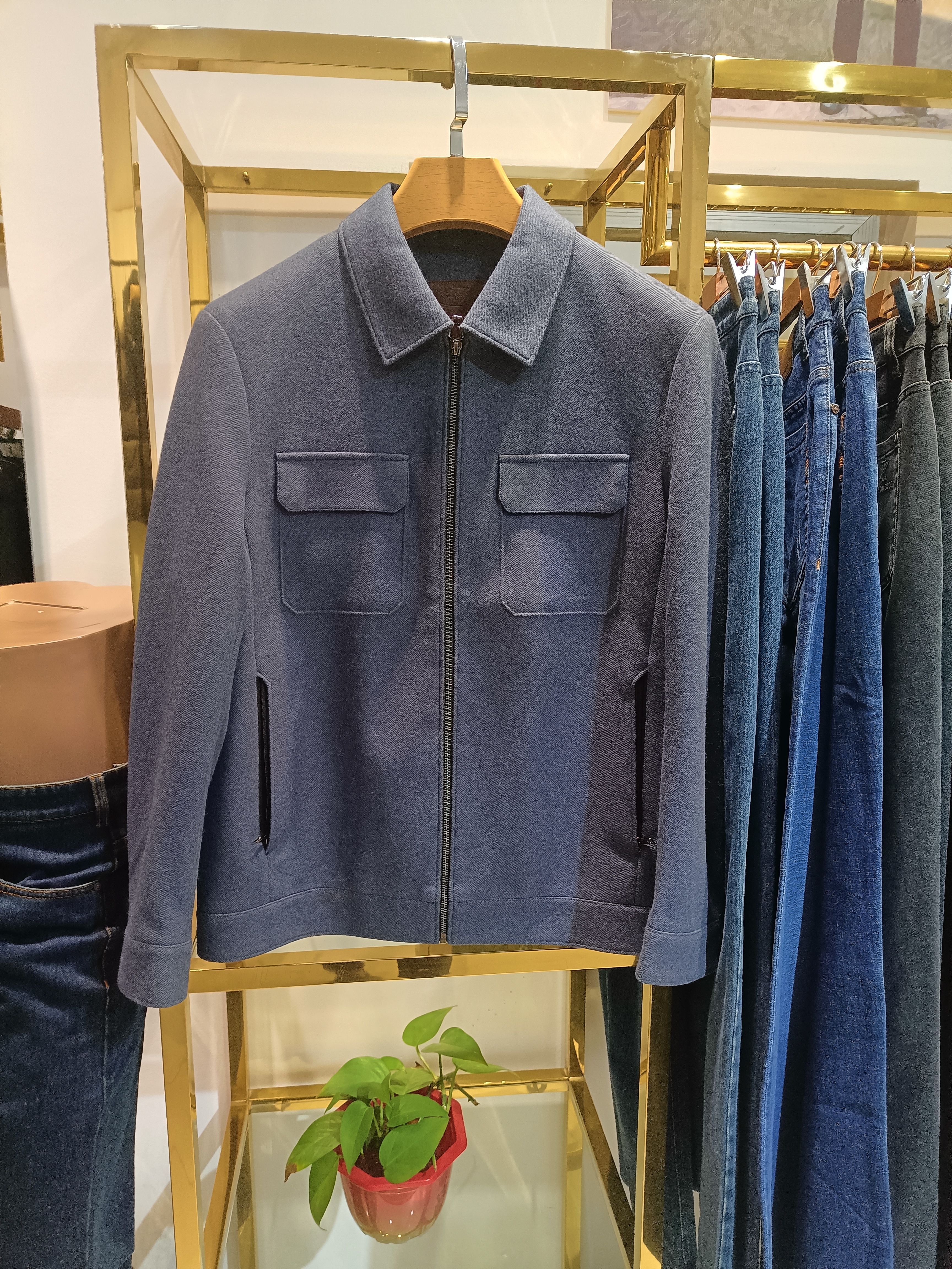 冬季夹克散口袖常规款灰色翻领外套韩版设计师无工艺