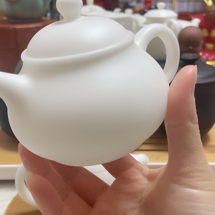 羊脂玉瓷茶壶小潘壶