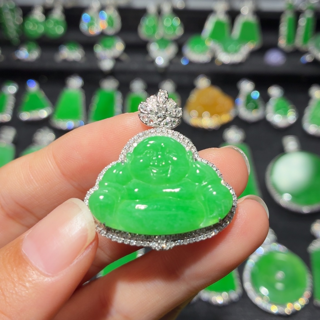 翡翠18K金镶嵌吊坠(不含链)138号