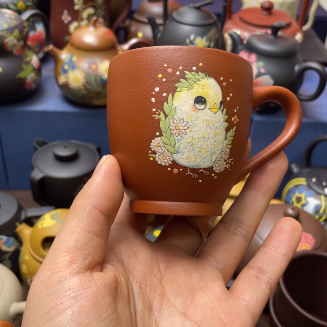 红泥茶杯紫砂主人杯150cc