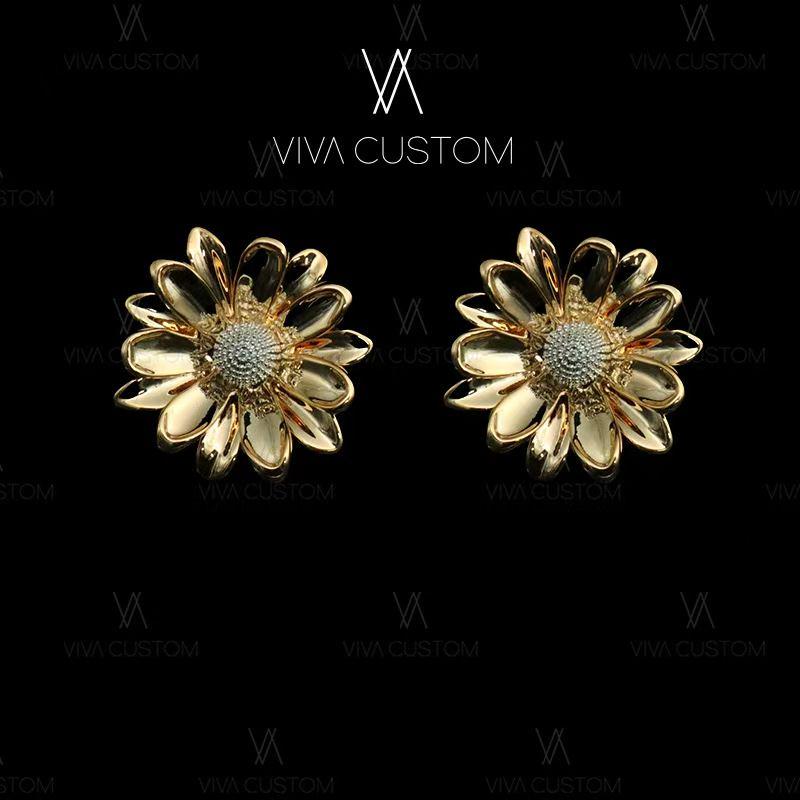 铜合金耳饰 精致小清新立体雏菊耳钉