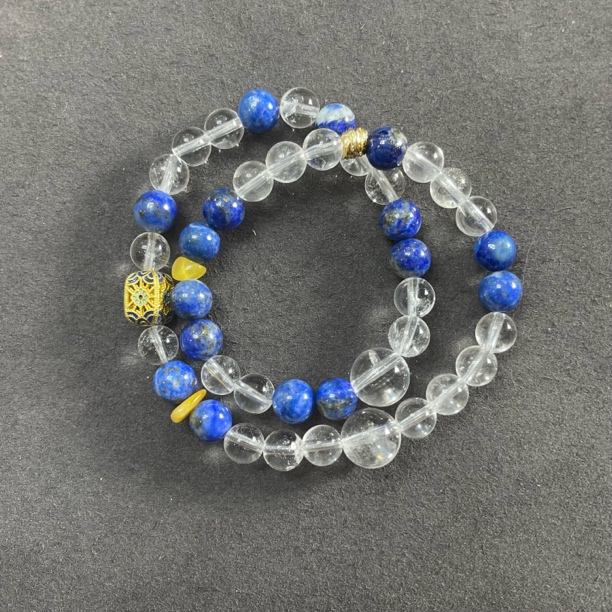 AX68-白水晶配青金双圈手串