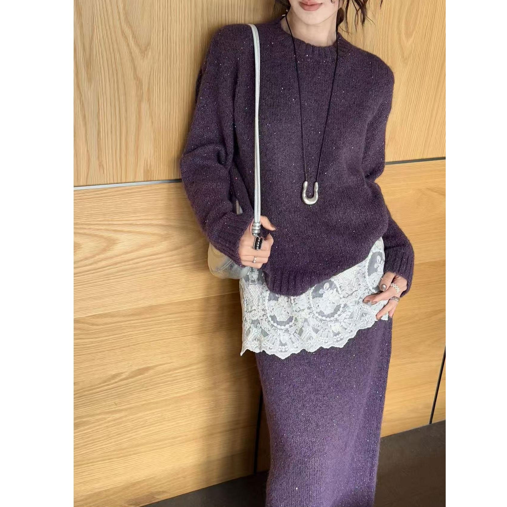 秋冬法式慵懒松弛感穿搭名媛气质女神范半身裙套装女两件套时尚