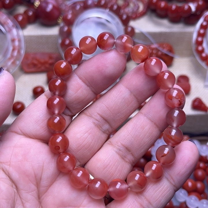 南红玛瑙合金手链9 M冰飘花