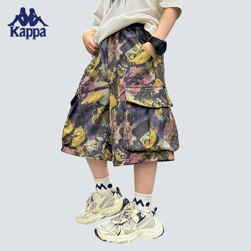 Kappa Kids卡帕哪吒联名儿童薄款宽松工装五分裤休闲-KP12002短裤