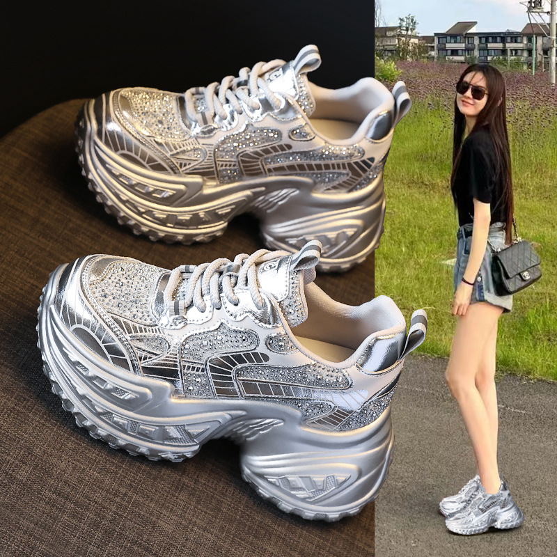 增高9CM显脚小个子老爹鞋女2025秋季新款松糕运动潮鞋百搭休闲鞋