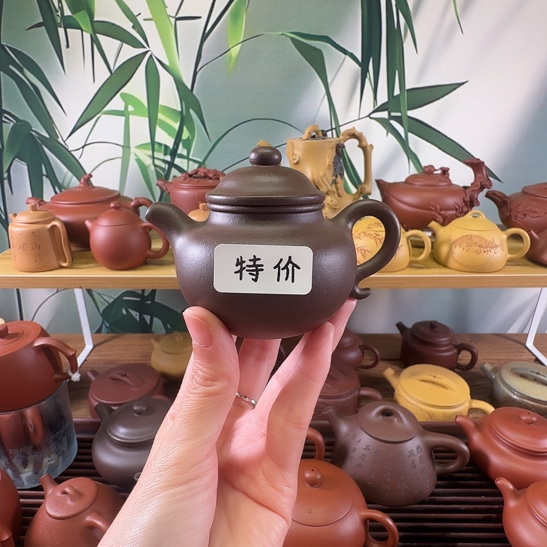 茶壶紫砂限时特价国工蒋洁全手工天青泥莲子100