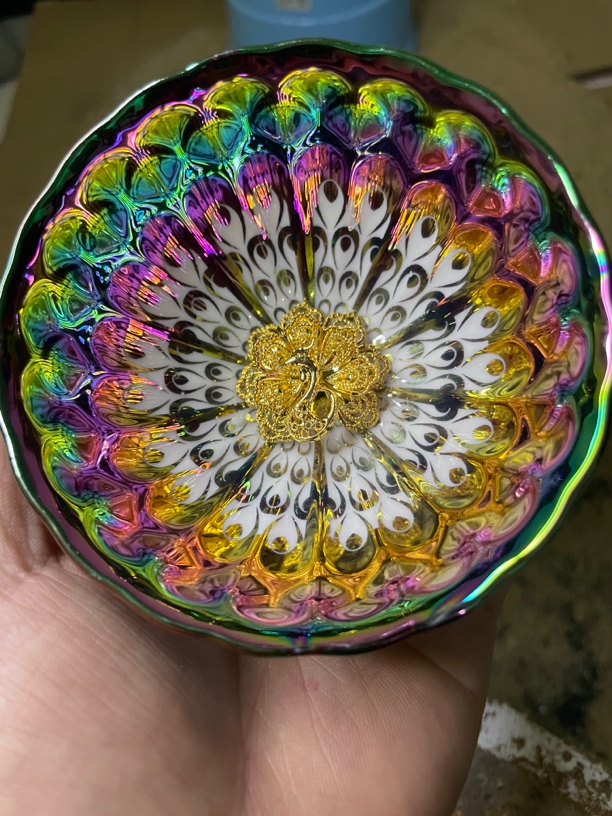 高端手工瓷器 七彩梦幻之羽凤主人杯