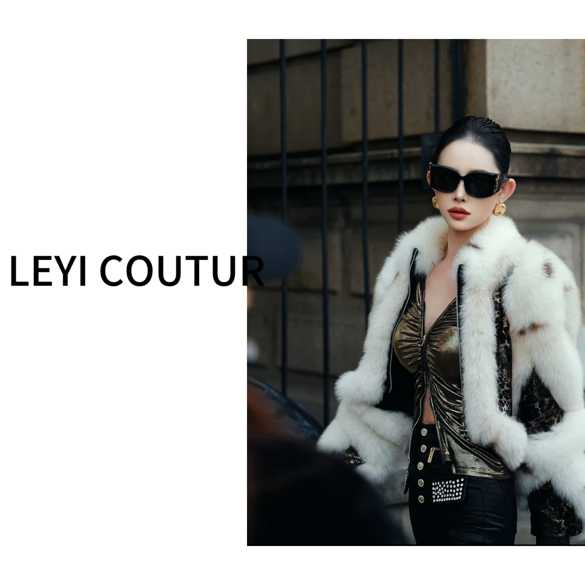 【 LEYI COUTURE】畑畑2025高端气质时尚“大绒狐”时尚草草 25066
