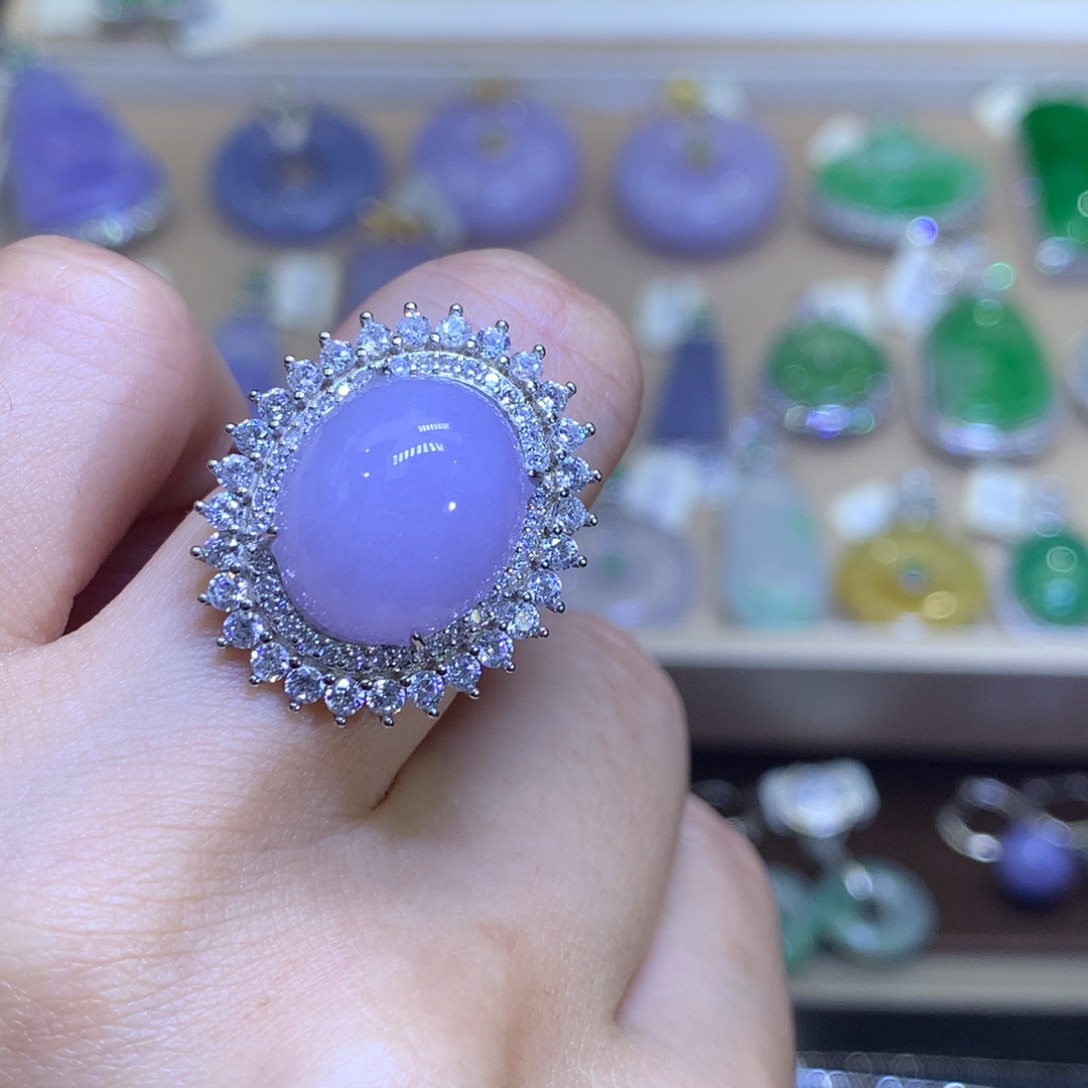 翡翠挂件银S925镶嵌翡翠