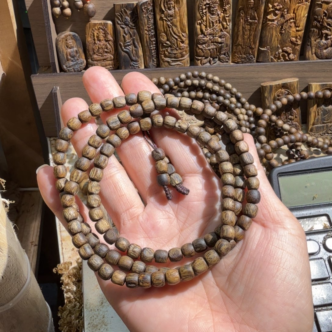 1***3手串沉香白棋楠0.6鼓珠多圈14.8克
