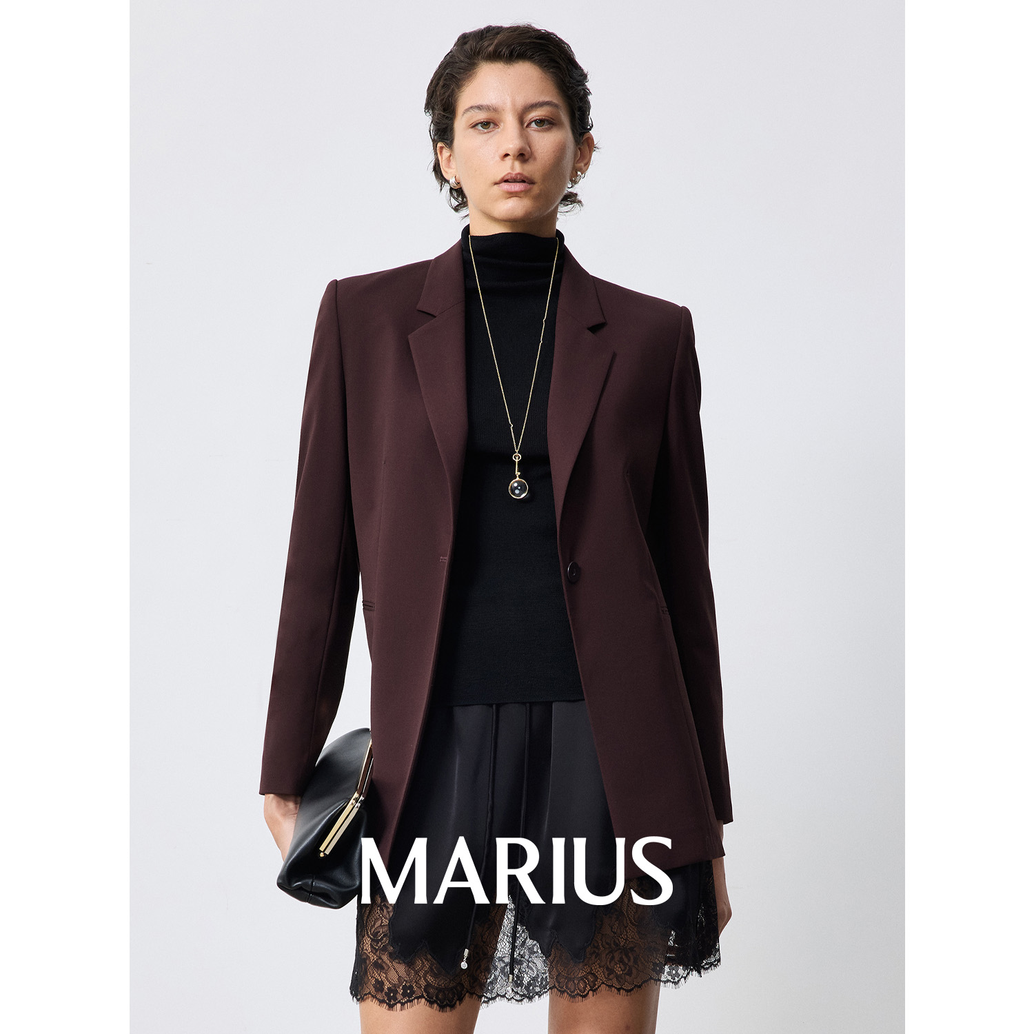 MARIUS | "指挥家"精纺羊毛立体剪裁经典一粒扣收腰西装