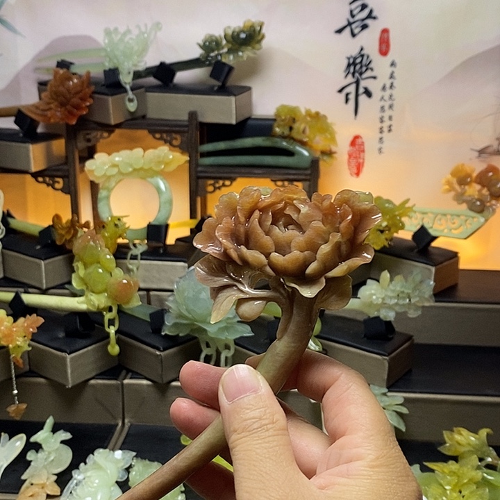 蛇纹石玉合金发饰