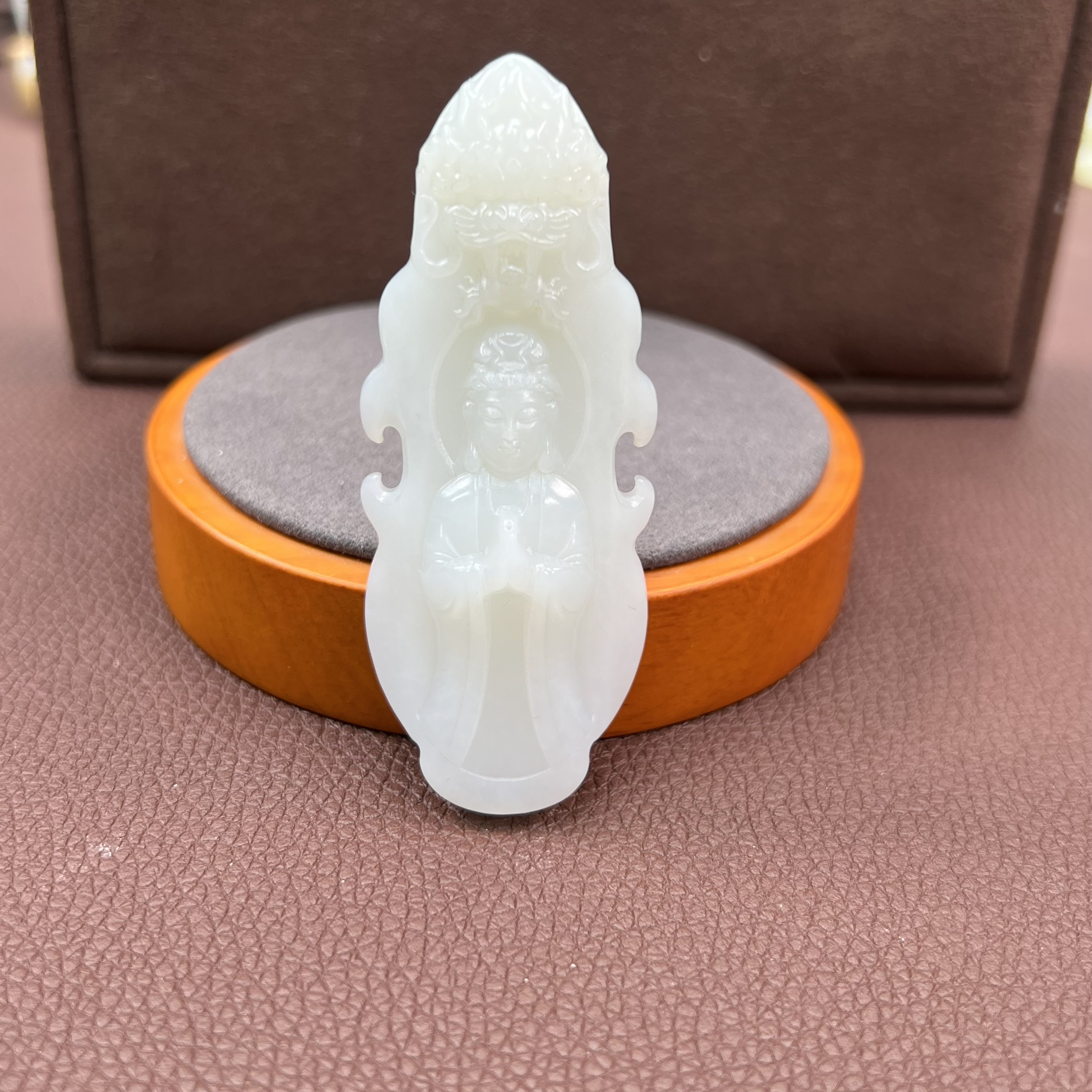 和田玉白玉观音男士新中式手工雕刻菩萨玉佩送礼物复古