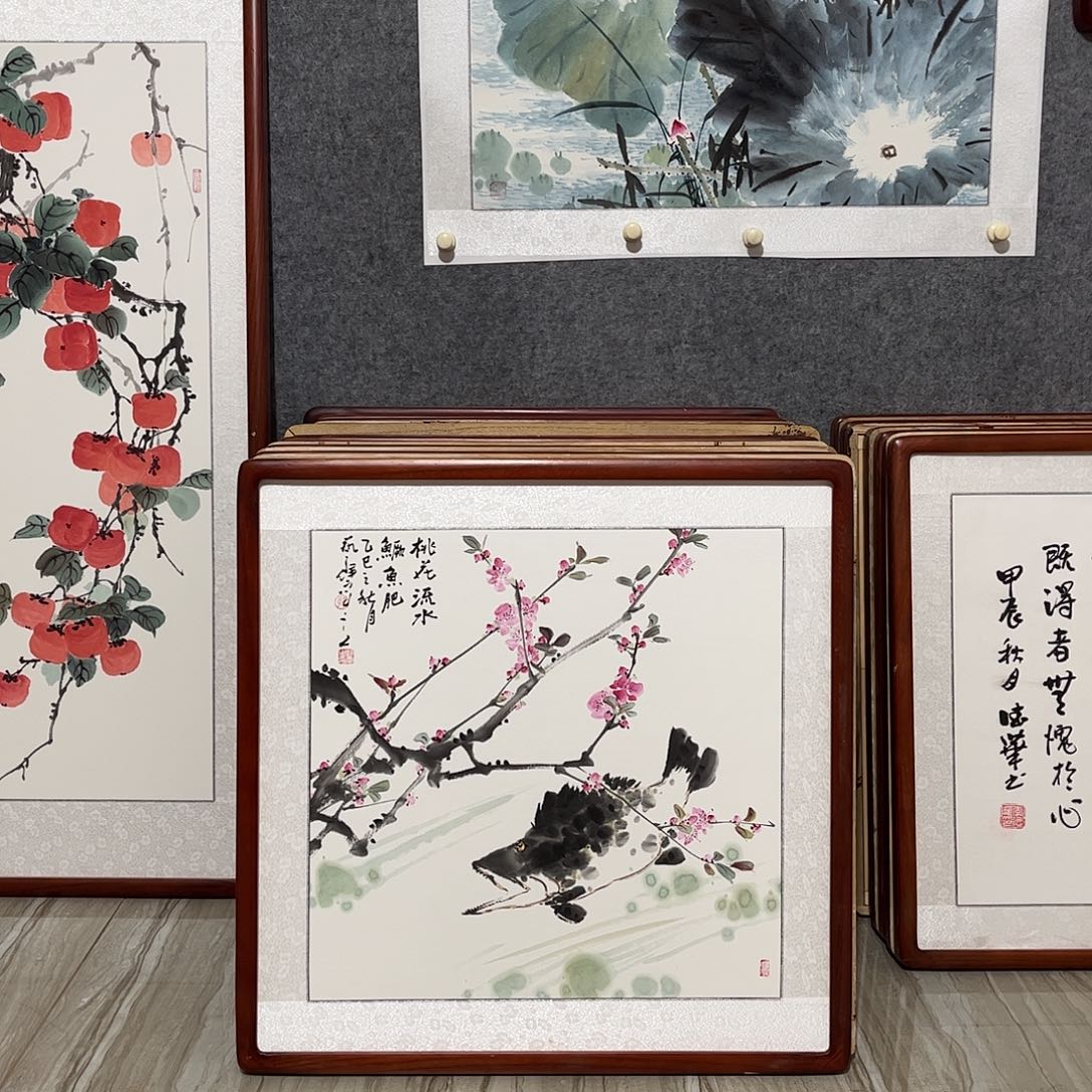 国画书画作品带框63×63