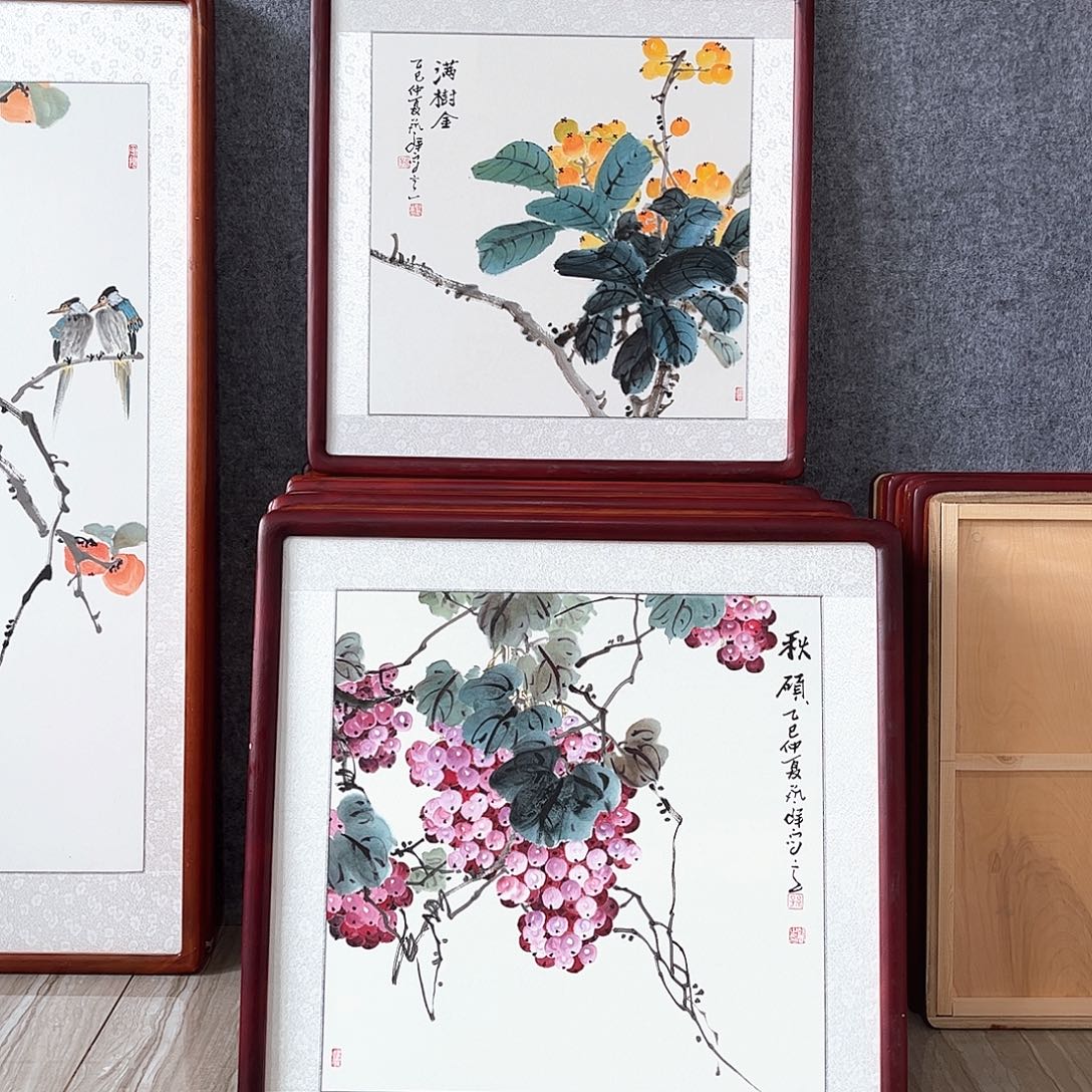 国画书画作品带框63×63