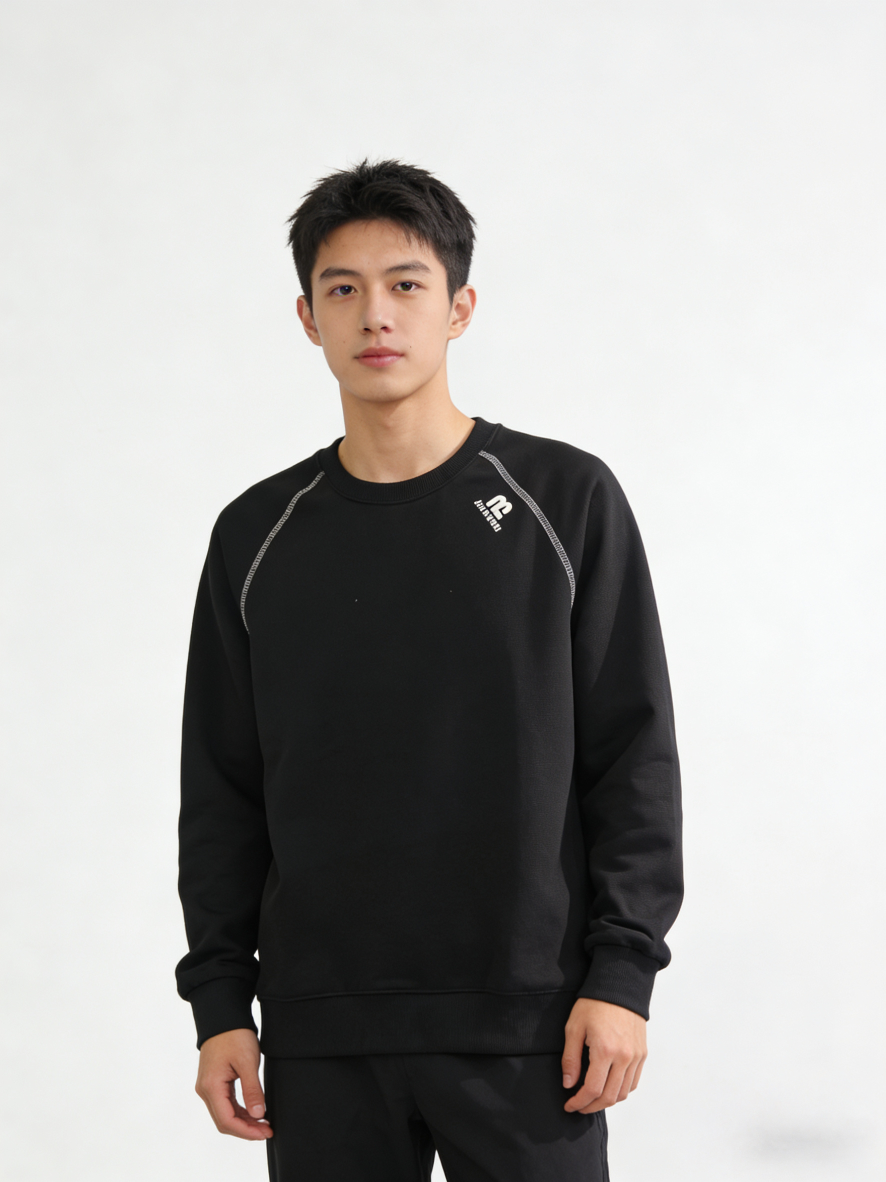 25年冬季加绒拼接刺绣款男士卫衣【58860】