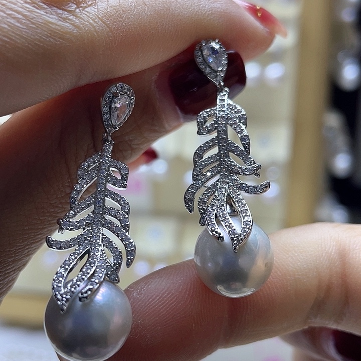 淡水珍珠耳饰银S925镶嵌