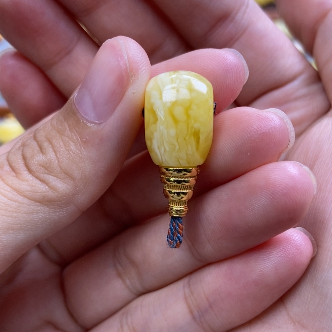 琥珀银S925镀金镶嵌珠宝奇石陌*⼂