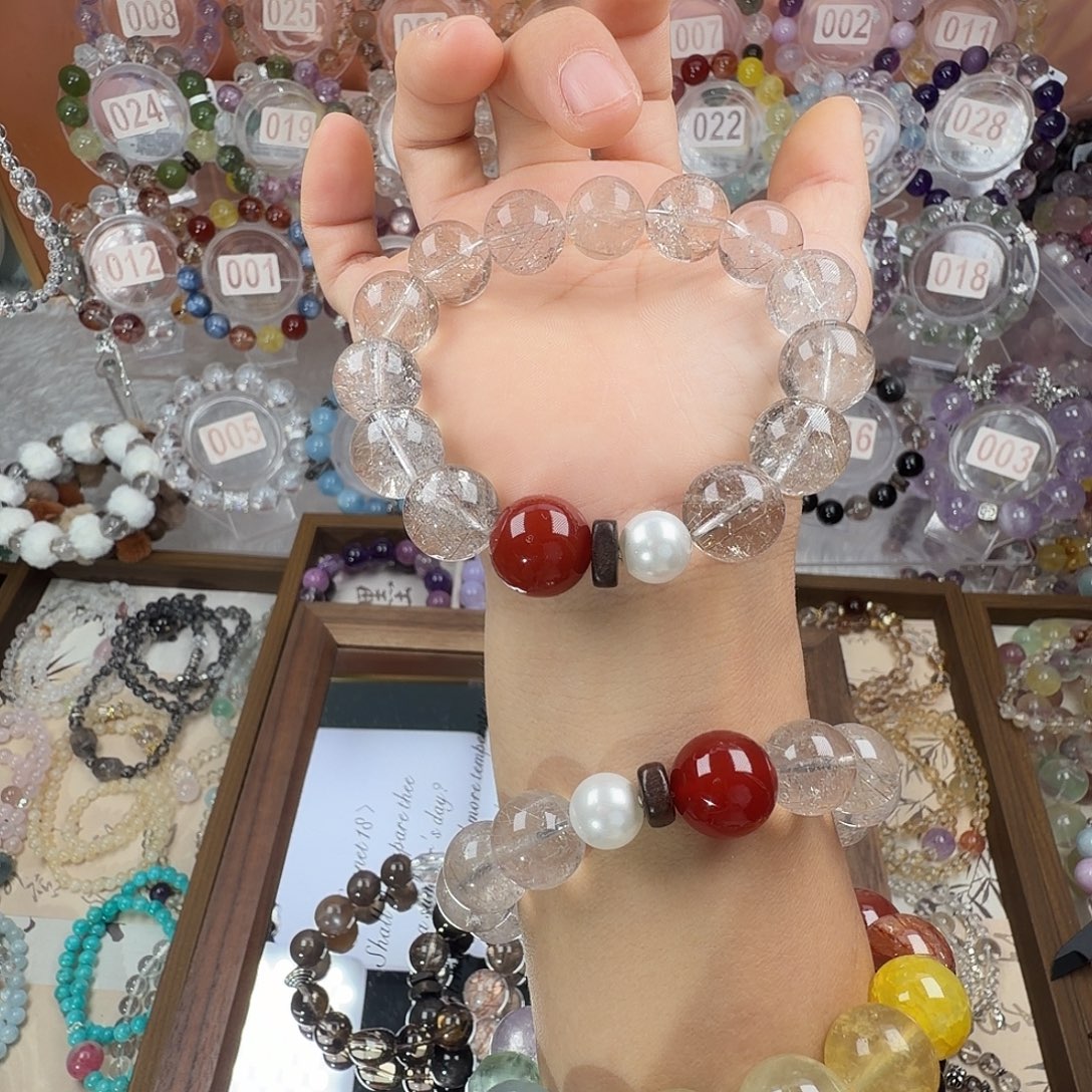 烟晶银S925镶嵌手链