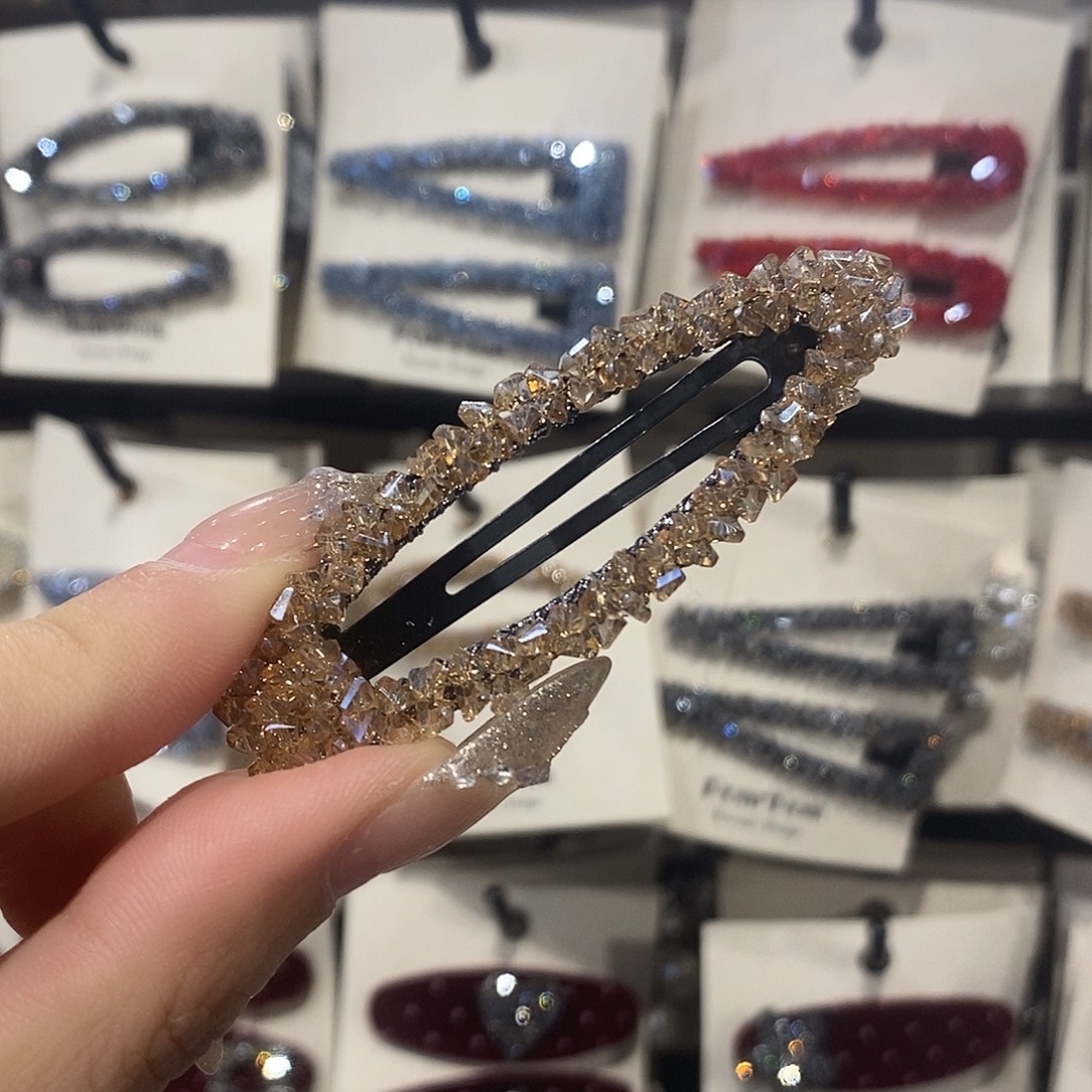 皮质铁合金香槟色拜拜夹