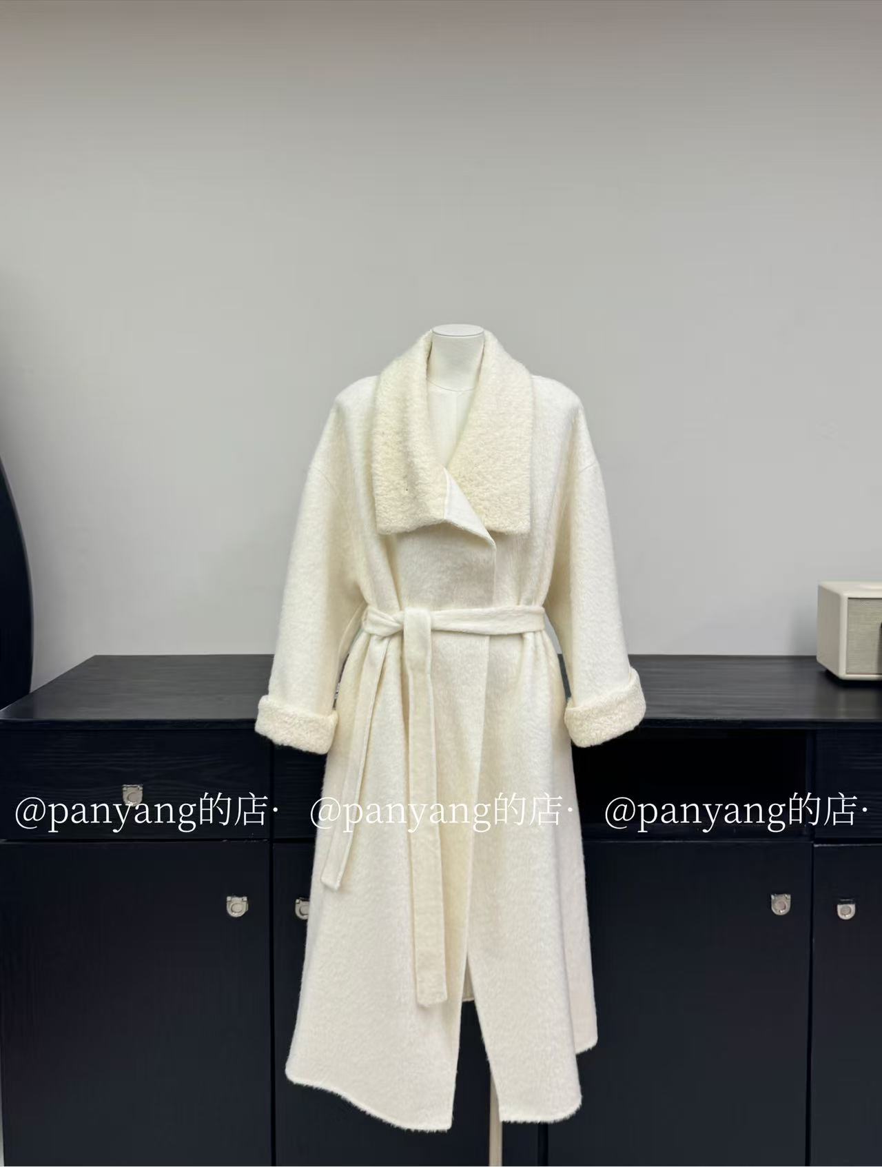 【三番】 “云琅” 宽松韩版可立领穿腰带苏力羊驼毛大衣极简大牌显瘦