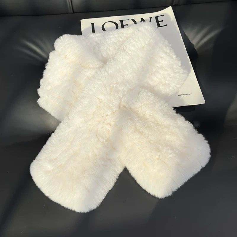 纯手工编制进口獭兔毛皮草围巾韩版简约长款围脖保暖双面加厚